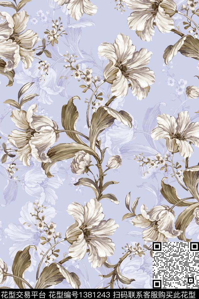 绿植树叶大牌风小清新数码印花华亿平台下载（图片编号: 1381243） - 瓦栏（Walan）