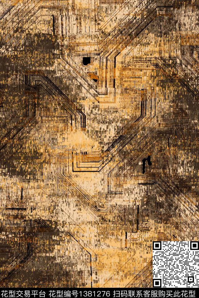 线条肌理抽象数码印花华亿平台下载（图片编号: 1381276） - 瓦栏（Walan）