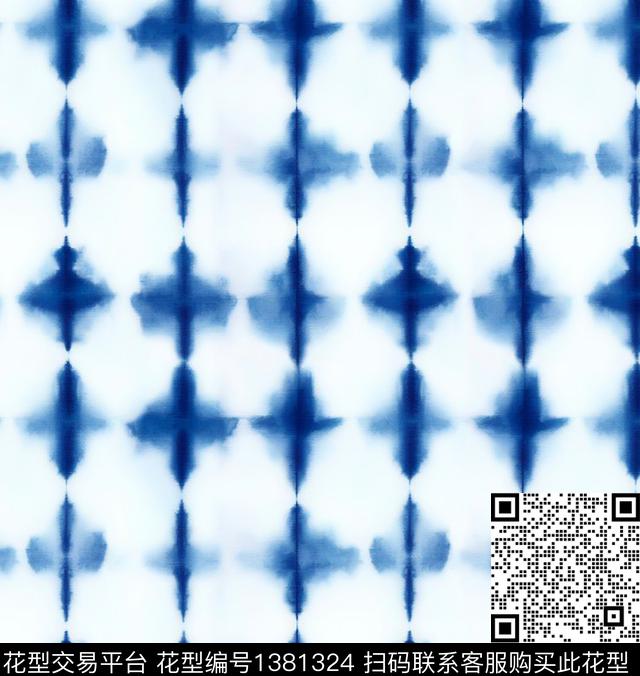 扎染华亿平台蓝印花羽绒服印花数码印花华亿平台下载（图片编号: 1381324） - 瓦栏（Walan）