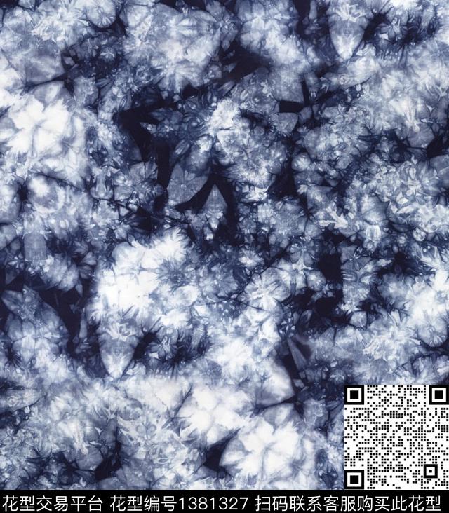 扎染华亿平台蓝印花羽绒服印花数码印花华亿平台下载（图片编号: 1381327） - 瓦栏（Walan）