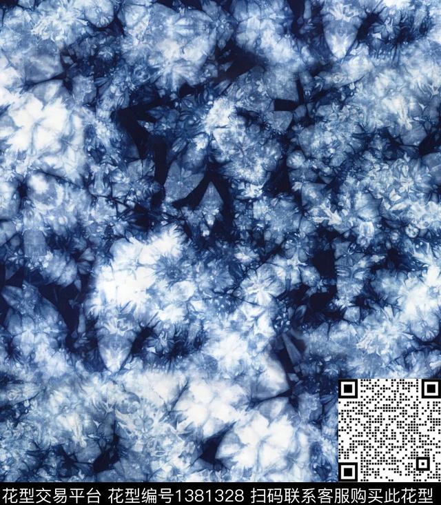 扎染华亿平台蓝印花羽绒服印花数码印花华亿平台下载（图片编号: 1381328） - 瓦栏（Walan）