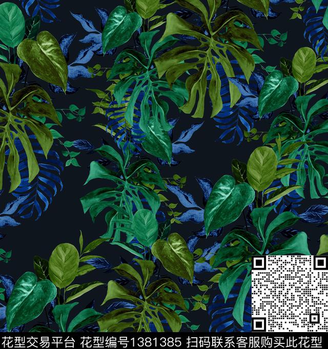 热带华亿平台龟背竹leaf数码印花华亿平台下载（图片编号: 1381385） - 瓦栏（Walan）