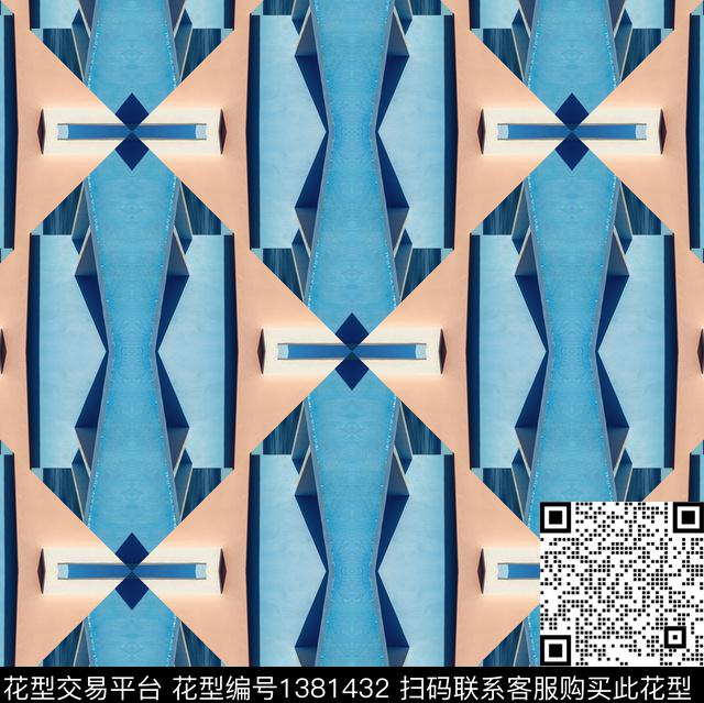 几何复古大牌风数码印花华亿平台下载（图片编号: 1381432） - 瓦栏（Walan）