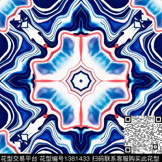 几何复古大牌风数码印花华亿平台下载（图片编号: 1381433） - 瓦栏（Walan）