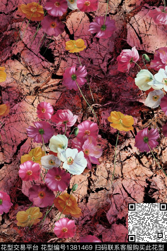 肌理大牌风抽象数码印花华亿平台下载（图片编号: 1381469） - 瓦栏（Walan）