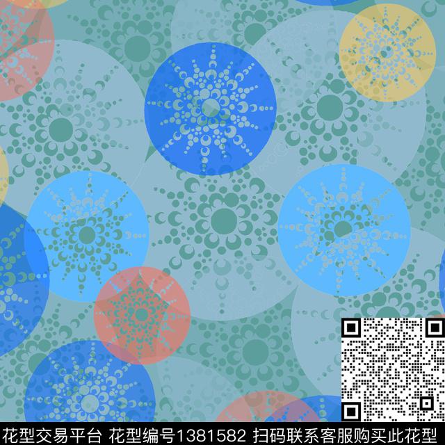 几何抽象曼荼罗传统印花华亿平台下载（图片编号: 1381582） - 瓦栏（Walan）