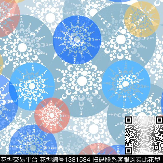 几何抽象曼荼罗传统印花华亿平台下载（图片编号: 1381584） - 瓦栏（Walan）