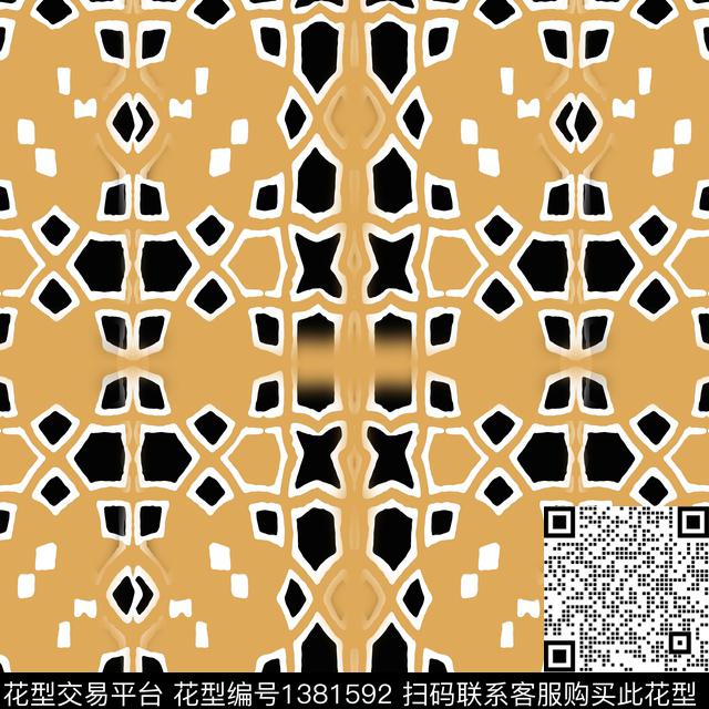 几何抽象曼荼罗数码印花华亿平台下载（图片编号: 1381592） - 瓦栏（Walan）