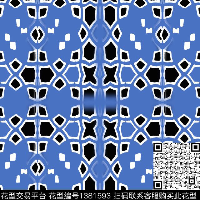 几何抽象曼荼罗数码印花华亿平台下载（图片编号: 1381593） - 瓦栏（Walan）