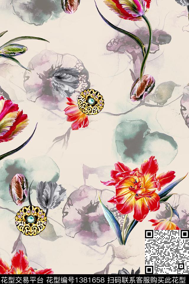 旗袍香云纱真丝数码印花华亿平台下载（图片编号: 1381658） - 瓦栏（Walan）