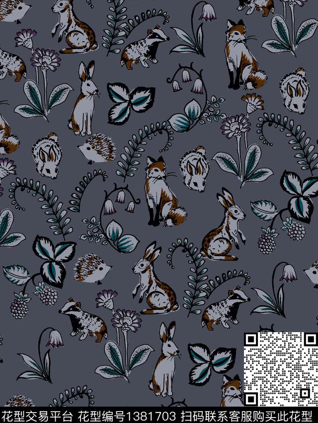 动物花卉动物大牌风数码印花华亿平台下载（图片编号: 1381703） - 瓦栏（Walan）