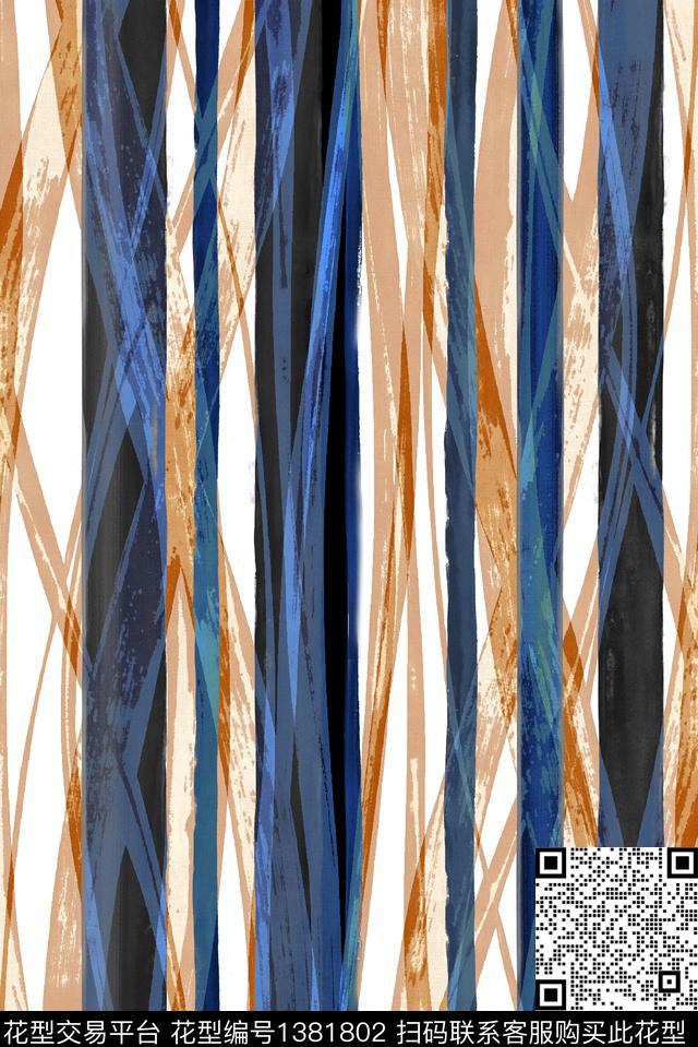 线条大牌风条纹数码印花华亿平台下载（图片编号: 1381802） - 瓦栏（Walan）