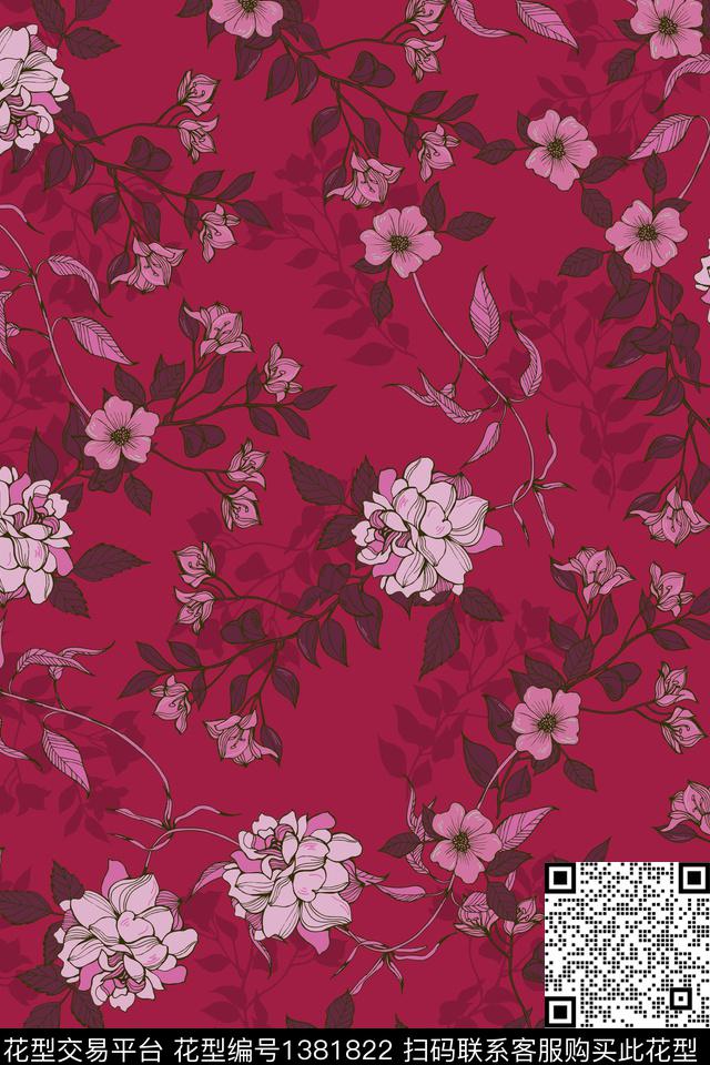 花卉花瓣大牌风数码印花华亿平台下载（图片编号: 1381822） - 瓦栏（Walan）