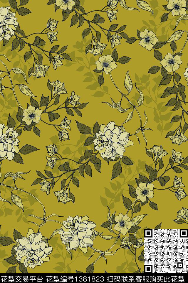 花卉花瓣大牌风数码印花华亿平台下载（图片编号: 1381823） - 瓦栏（Walan）