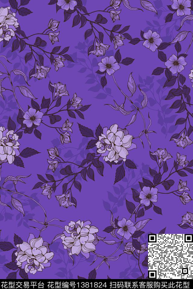 花卉花瓣大牌风数码印花华亿平台下载（图片编号: 1381824） - 瓦栏（Walan）