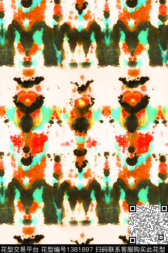 几何扎染华亿平台大牌风数码印花华亿平台下载（图片编号: 1381897） - 瓦栏（Walan）