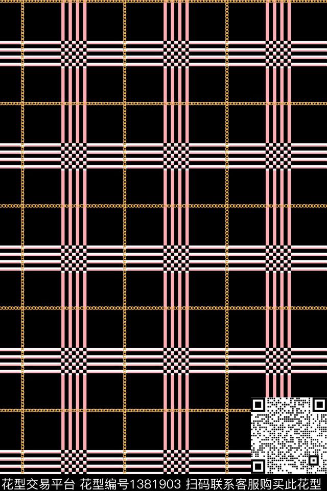 几何线条格子传统印花华亿平台下载（图片编号: 1381903） - 瓦栏（Walan）