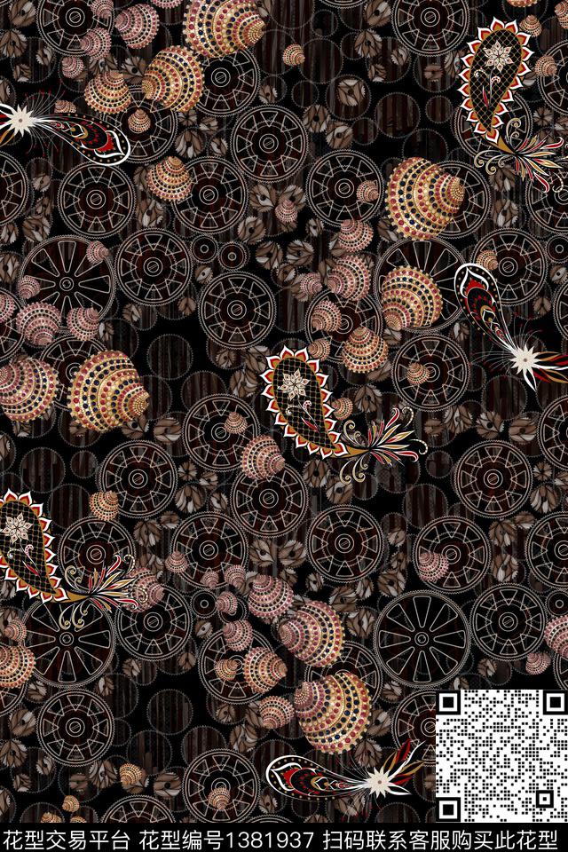 肌理贝壳复古数码印花华亿平台下载（图片编号: 1381937） - 瓦栏（Walan）