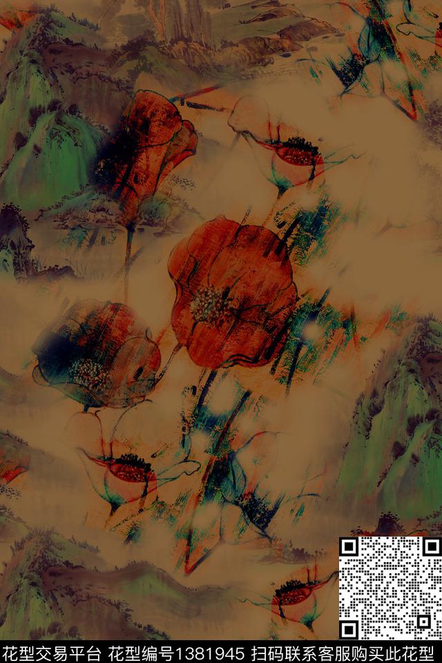 旗袍香云纱真丝数码印花华亿平台下载（图片编号: 1381945） - 瓦栏（Walan）