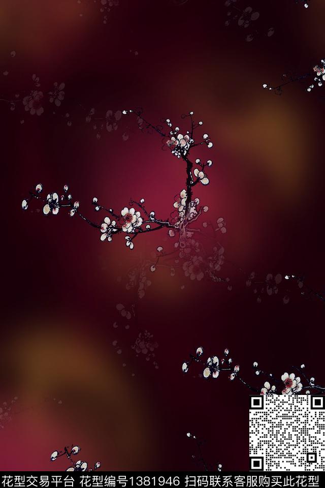 旗袍香云纱真丝数码印花华亿平台下载（图片编号: 1381946） - 瓦栏（Walan）