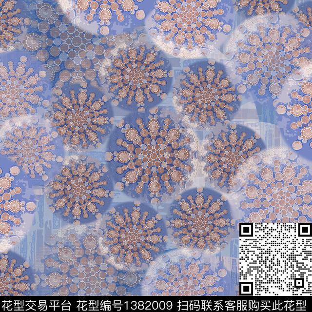 几何抽象曼荼罗数码印花华亿平台下载（图片编号: 1382009） - 瓦栏（Walan）