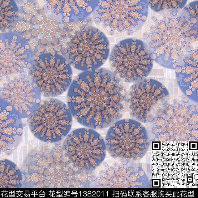 几何抽象曼荼罗数码印花华亿平台下载（图片编号: 1382011） - 瓦栏（Walan）