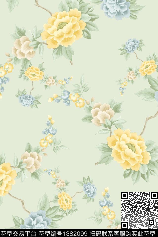 大牌风旗袍香云纱数码印花华亿平台下载（图片编号: 1382099） - 瓦栏（Walan）