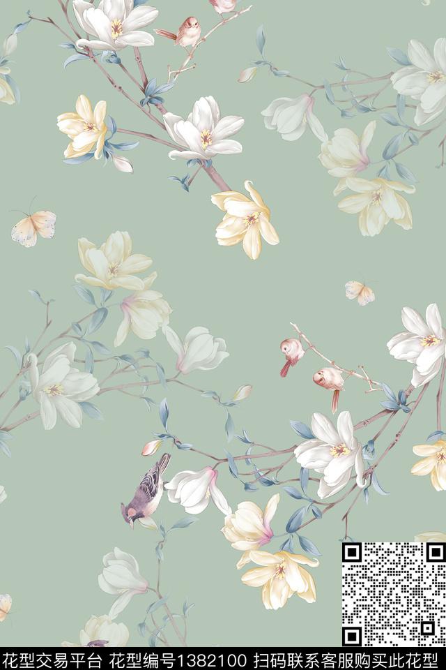 大牌风旗袍香云纱数码印花华亿平台下载（图片编号: 1382100） - 瓦栏（Walan）