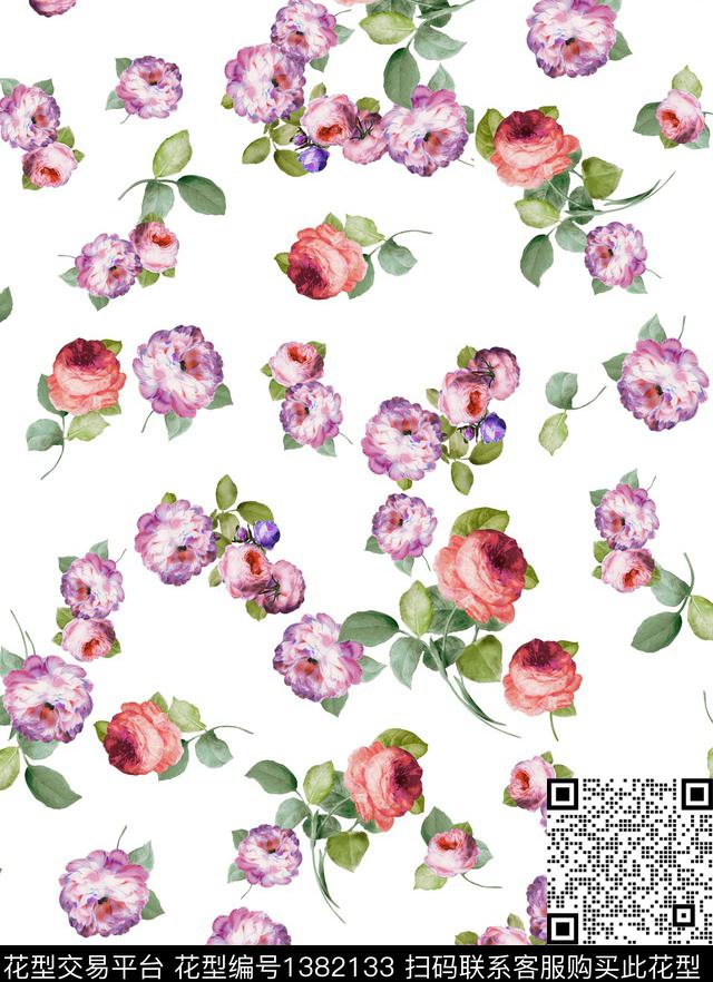 花卉大牌风潮牌数码印花华亿平台下载（图片编号: 1382133） - 瓦栏（Walan）