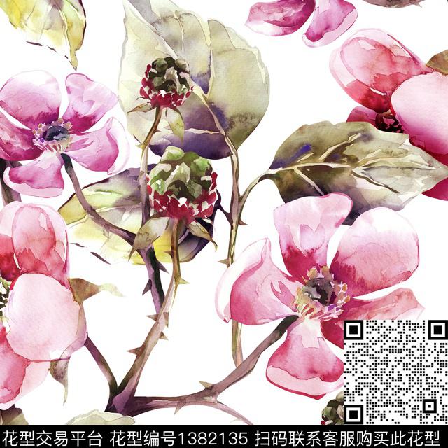 花卉大牌风潮牌数码印花华亿平台下载（图片编号: 1382135） - 瓦栏（Walan）