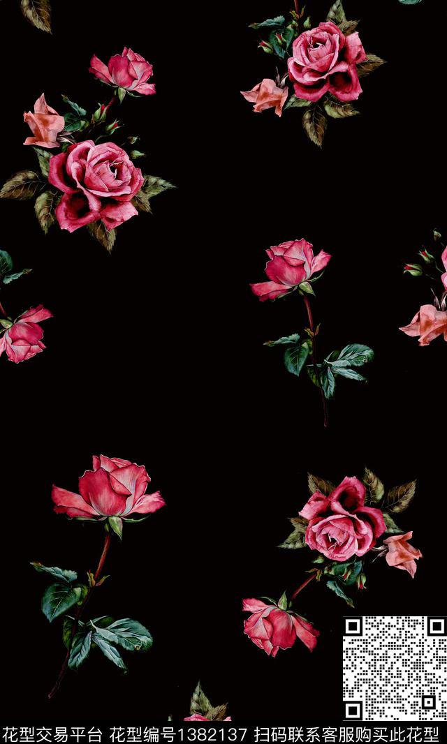花卉大牌风潮牌数码印花华亿平台下载（图片编号: 1382137） - 瓦栏（Walan）