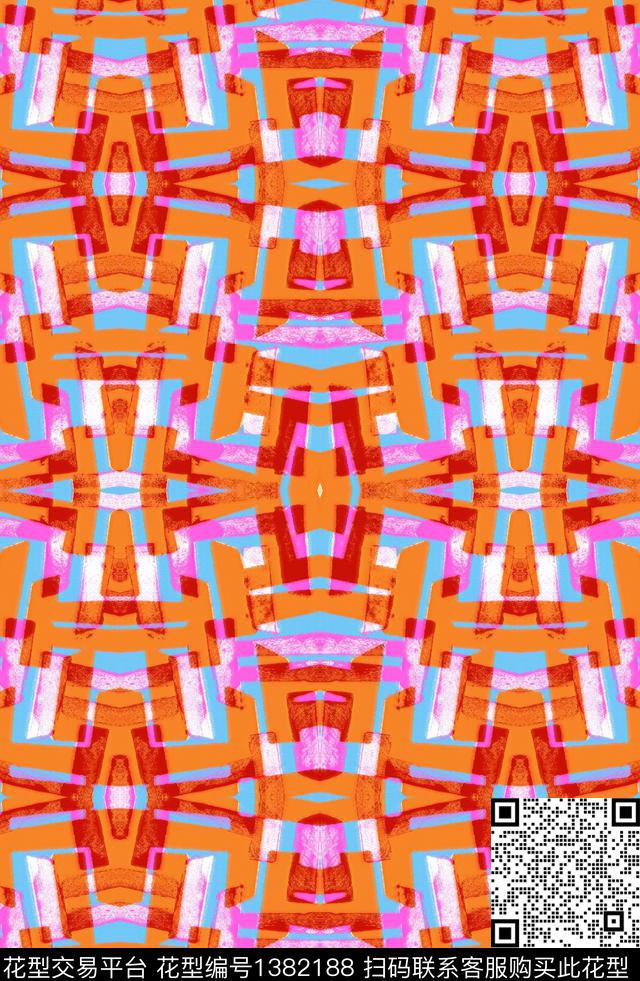 几何时尚颜色数码印花华亿平台下载（图片编号: 1382188） - 瓦栏（Walan）