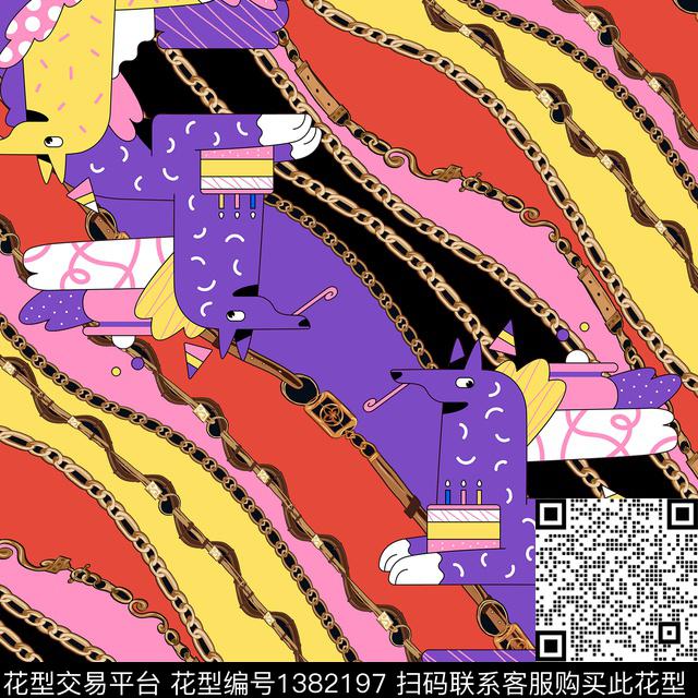 时尚链条民族风数码印花华亿平台下载（图片编号: 1382197） - 瓦栏（Walan）