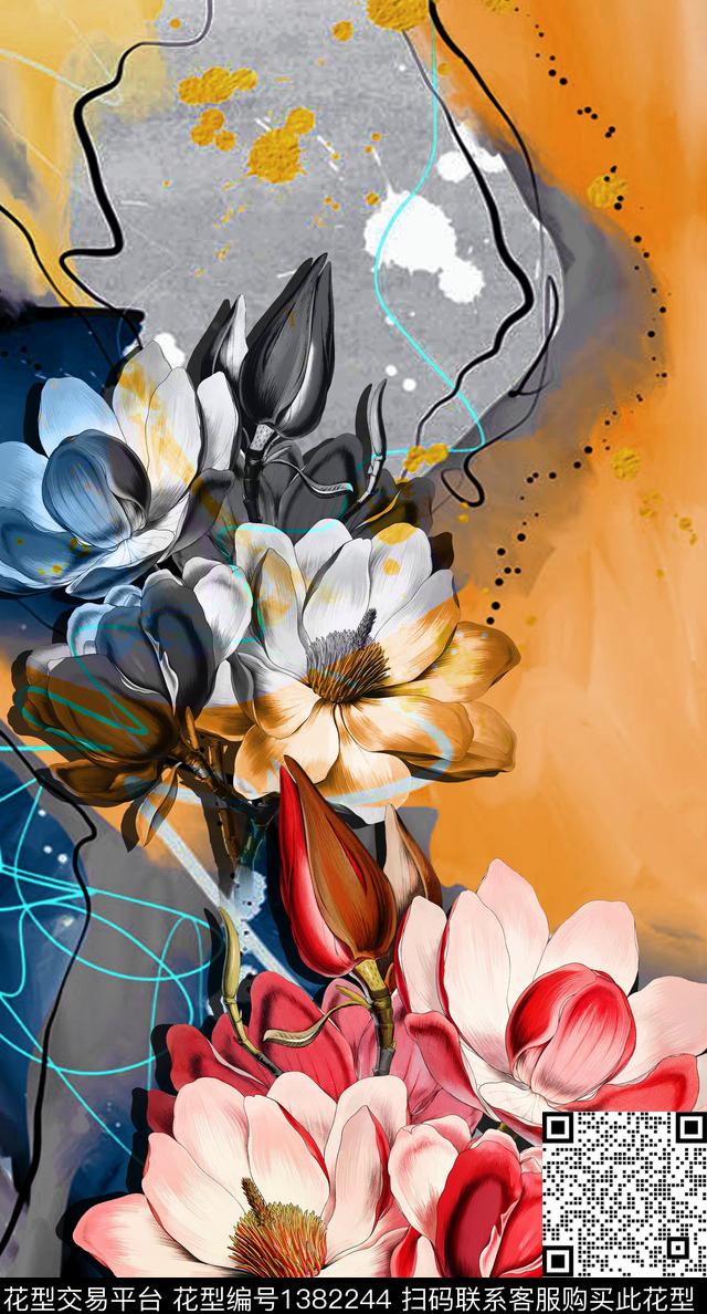 大花真丝肌理底纹数码印花华亿平台下载（图片编号: 1382244） - 瓦栏（Walan）