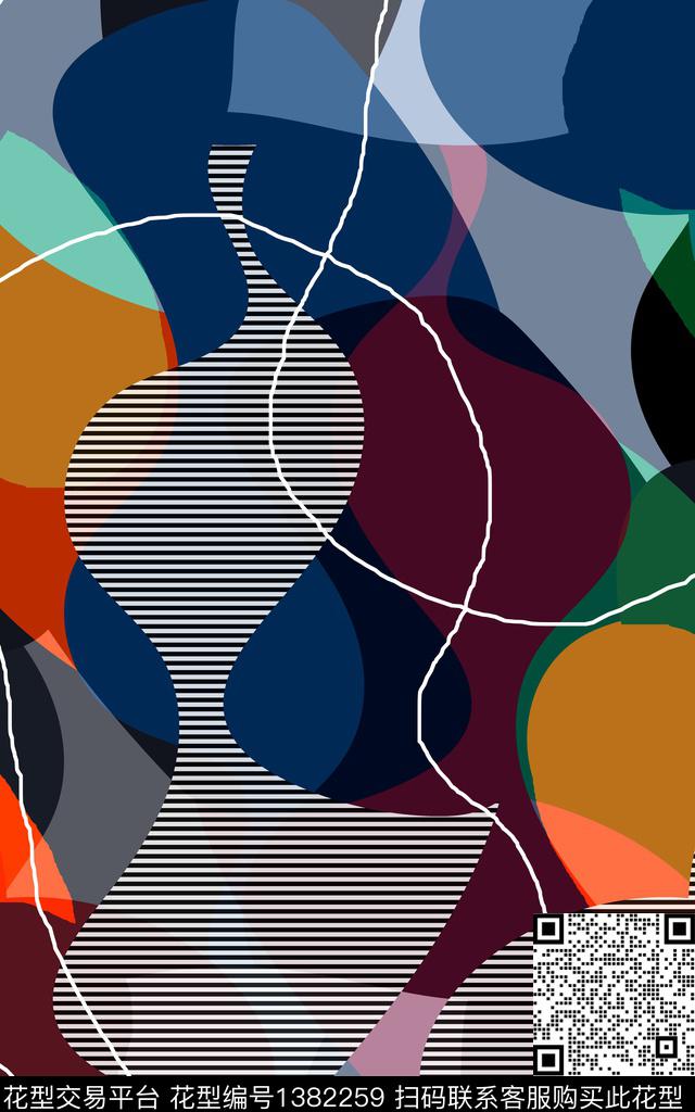 几何数码华亿平台满版散花数码印花华亿平台下载（图片编号: 1382259） - 瓦栏（Walan）