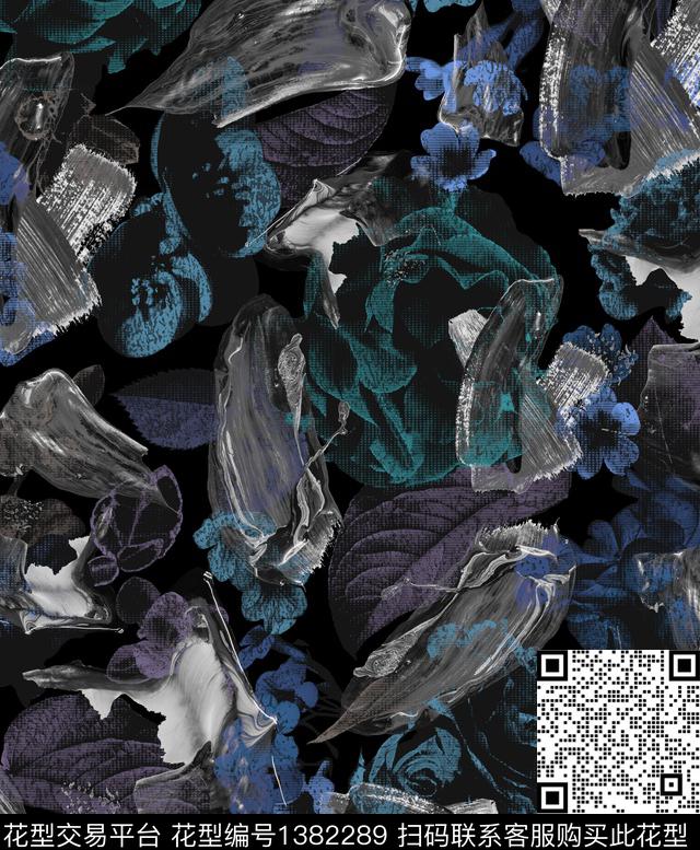 扎染华亿平台大牌男装花卉艺术手绘花卉传统印花华亿平台下载（图片编号: 1382289） - 瓦栏（Walan）