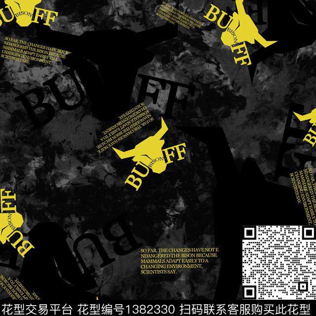 涂鸦字母男装满版花传统印花华亿平台下载（图片编号: 1382330） - 瓦栏（Walan）