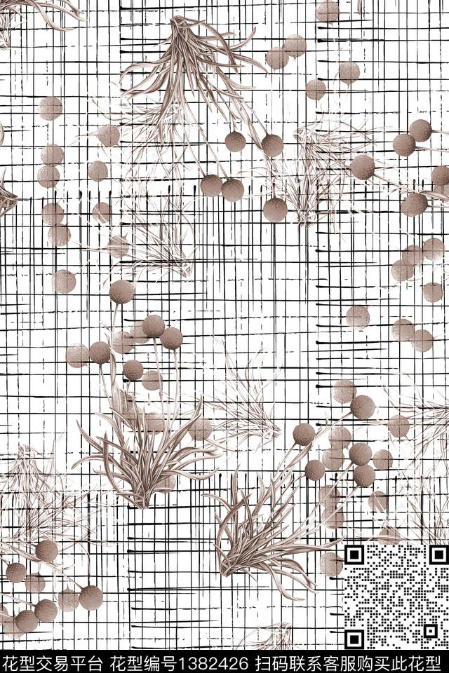 几何花卉大牌风数码印花华亿平台下载（图片编号: 1382426） - 瓦栏（Walan）