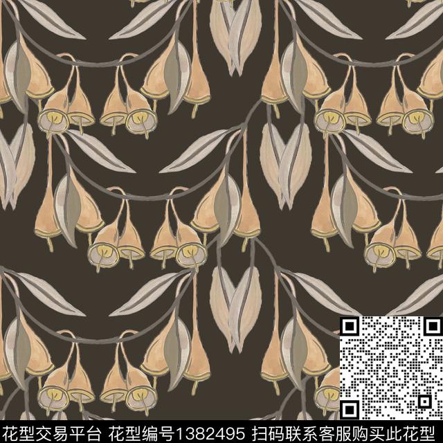 花卉大牌风抽象数码印花华亿平台下载（图片编号: 1382495） - 瓦栏（Walan）