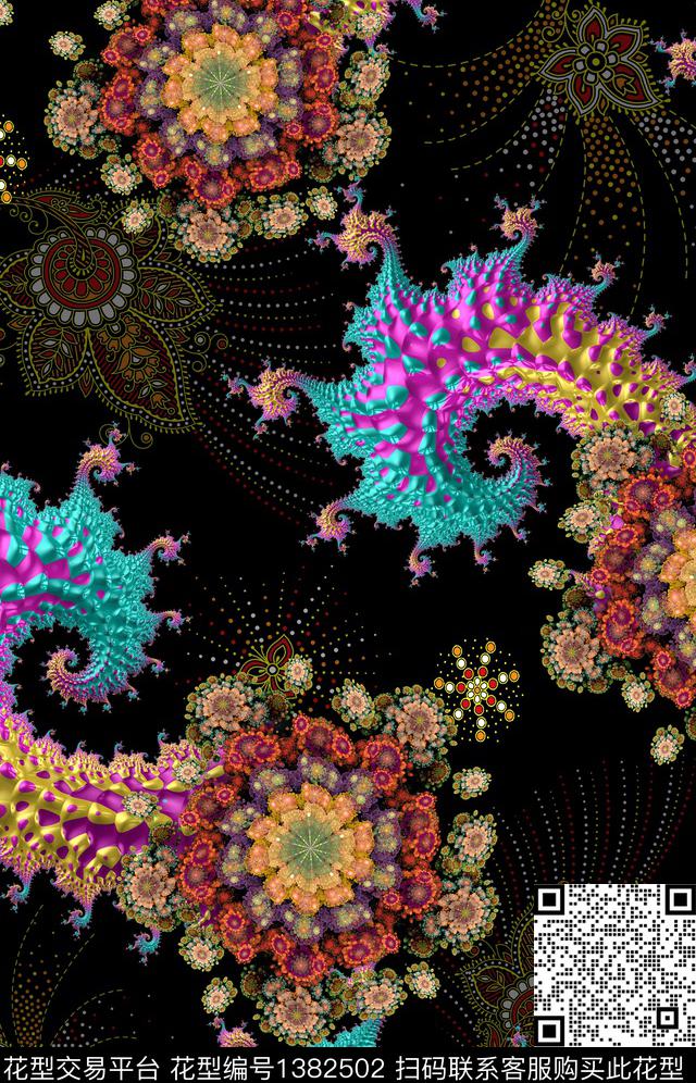 几何民族风抽象数码印花华亿平台下载（图片编号: 1382502） - 瓦栏（Walan）