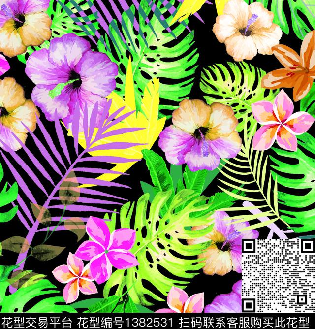 女装定位花大牌风热带华亿平台数码印花华亿平台下载（图片编号: 1382531） - 瓦栏（Walan）