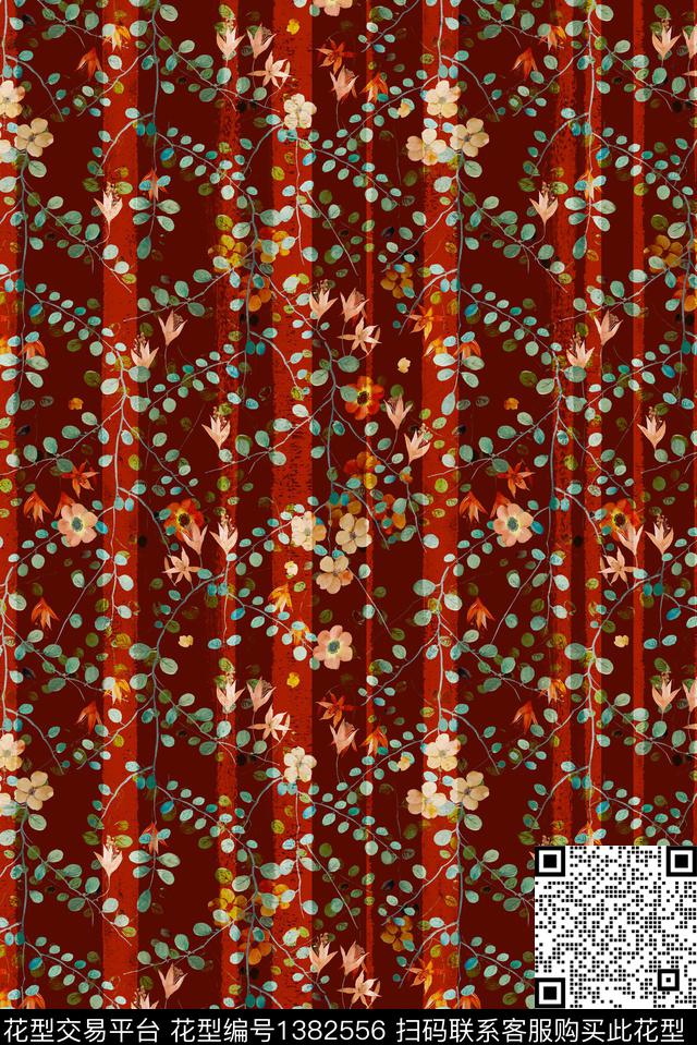 花卉大牌风小碎花数码印花华亿平台下载（图片编号: 1382556） - 瓦栏（Walan）