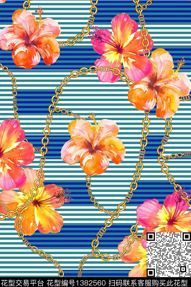 女装花卉条纹数码印花华亿平台下载（图片编号: 1382560） - 瓦栏（Walan）