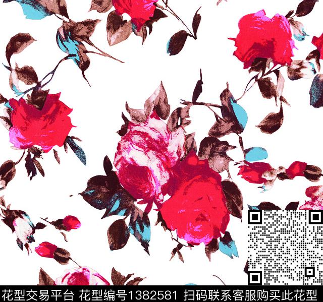 定位花花卉大牌风数码印花华亿平台下载（图片编号: 1382581） - 瓦栏（Walan）