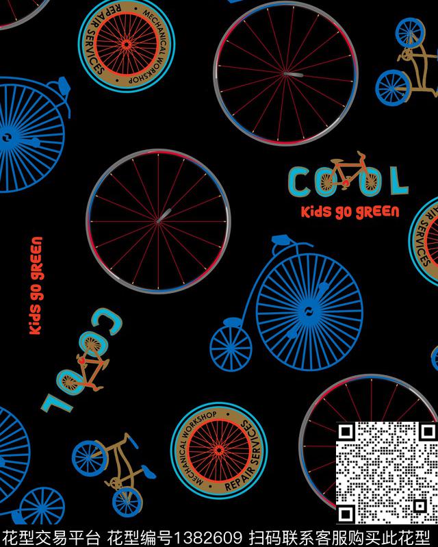 自行车轮胎卡通传统印花华亿平台下载（图片编号: 1382609） - 瓦栏（Walan）