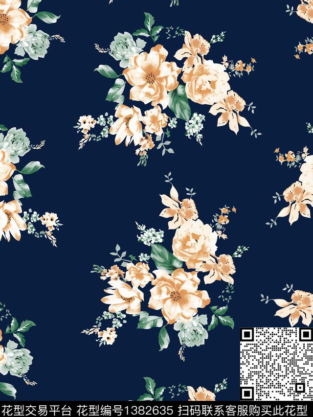 花卉大牌风小碎花数码印花华亿平台下载（图片编号: 1382635） - 瓦栏（Walan）