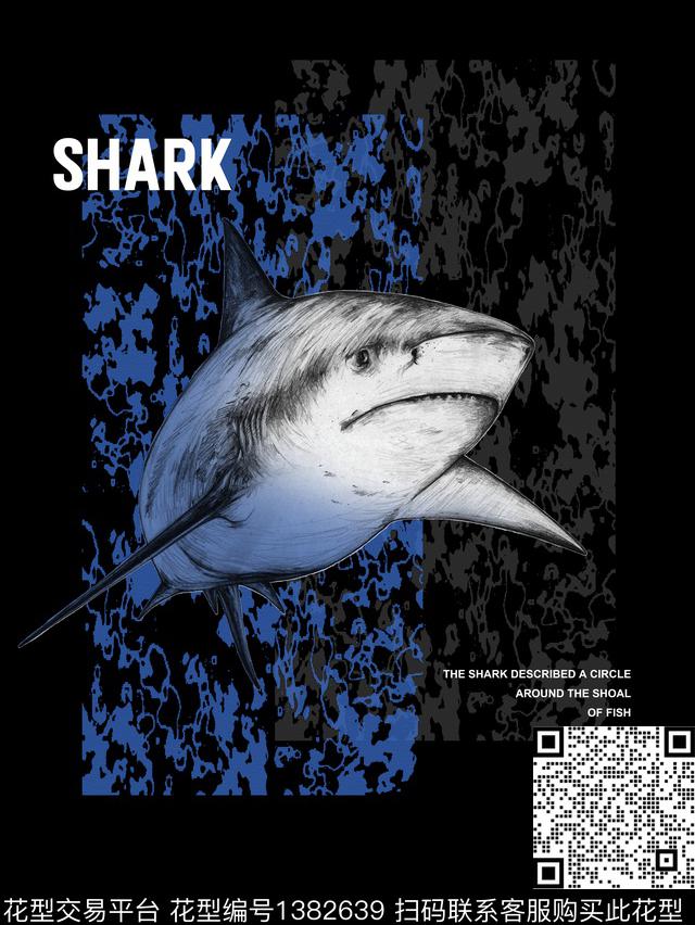 鲨鱼动物大牌风数码印花华亿平台下载（图片编号: 1382639） - 瓦栏（Walan）