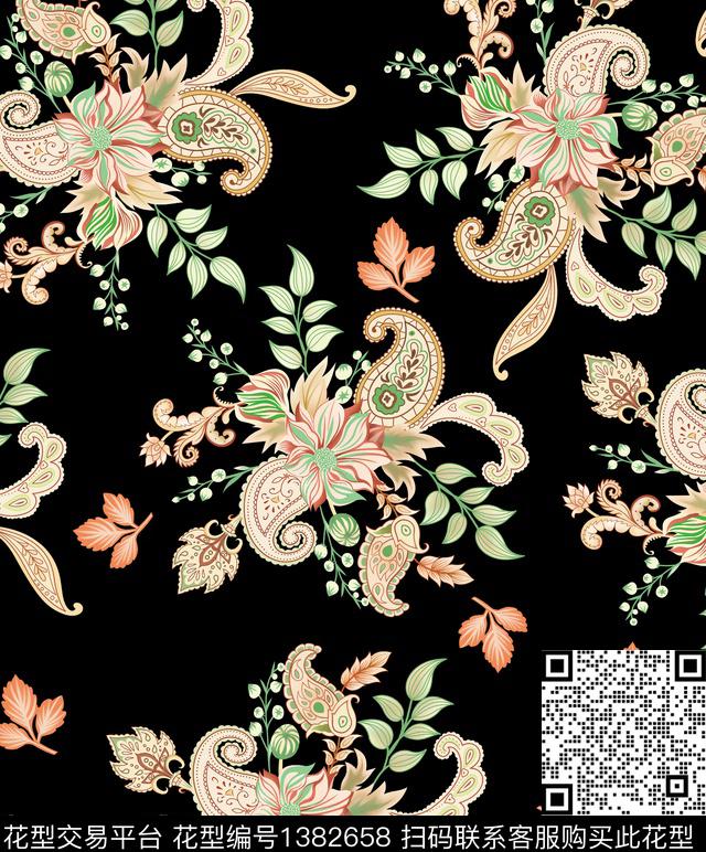 时尚女装复古数码印花华亿平台下载（图片编号: 1382658） - 瓦栏（Walan）