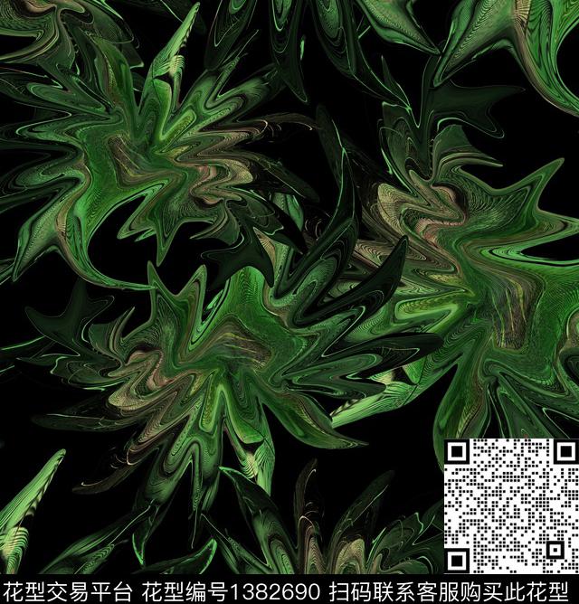 抽象花卉炫紫数码印花华亿平台下载（图片编号: 1382690） - 瓦栏（Walan）