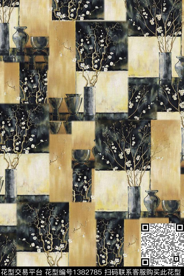 梅花纹理抽象数码印花华亿平台下载（图片编号: 1382785） - 瓦栏（Walan）